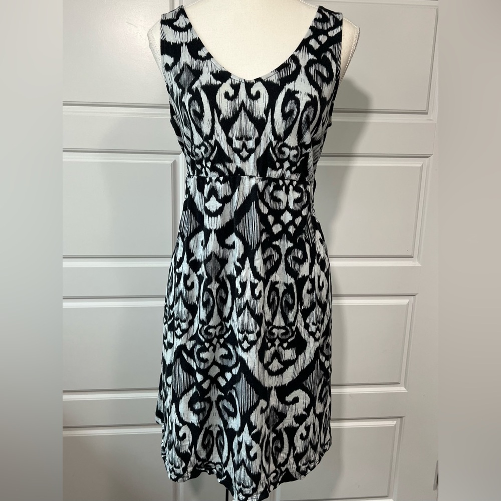 Sonoma Sleeveless Dress Black White Print Casual Sundress Summer Dress Size PL